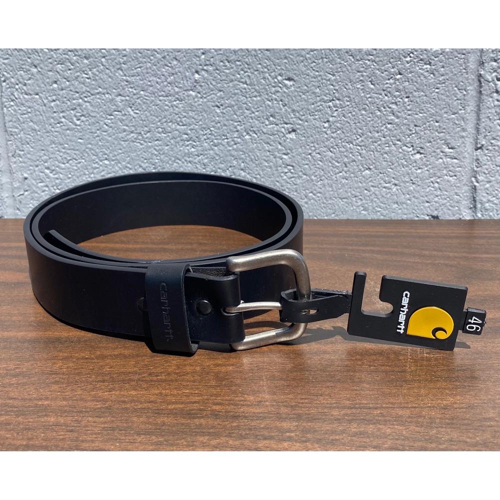 Carhartt Leather Belt Mens 46 Black Brushed Nickle Buckle 2201 ~ New With Tags